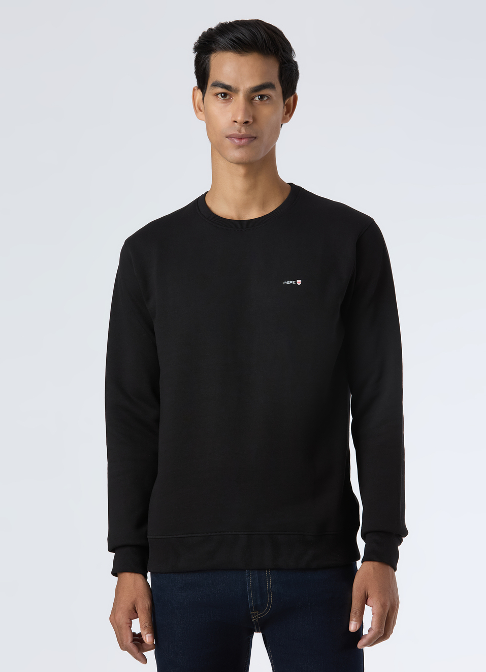 Men Black Embroidery Logo Sweatshirt, , large image number 1