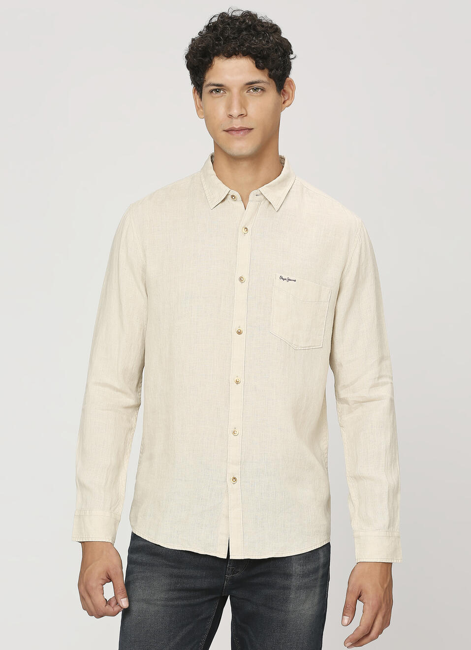 White Patch Pocket Full Sleeve Shirt, , large image number 1