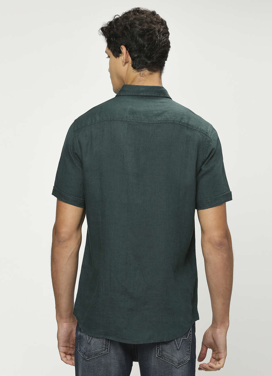 Bottle Green Patch Pocket Short Sleeve Shirt, , large image number 2