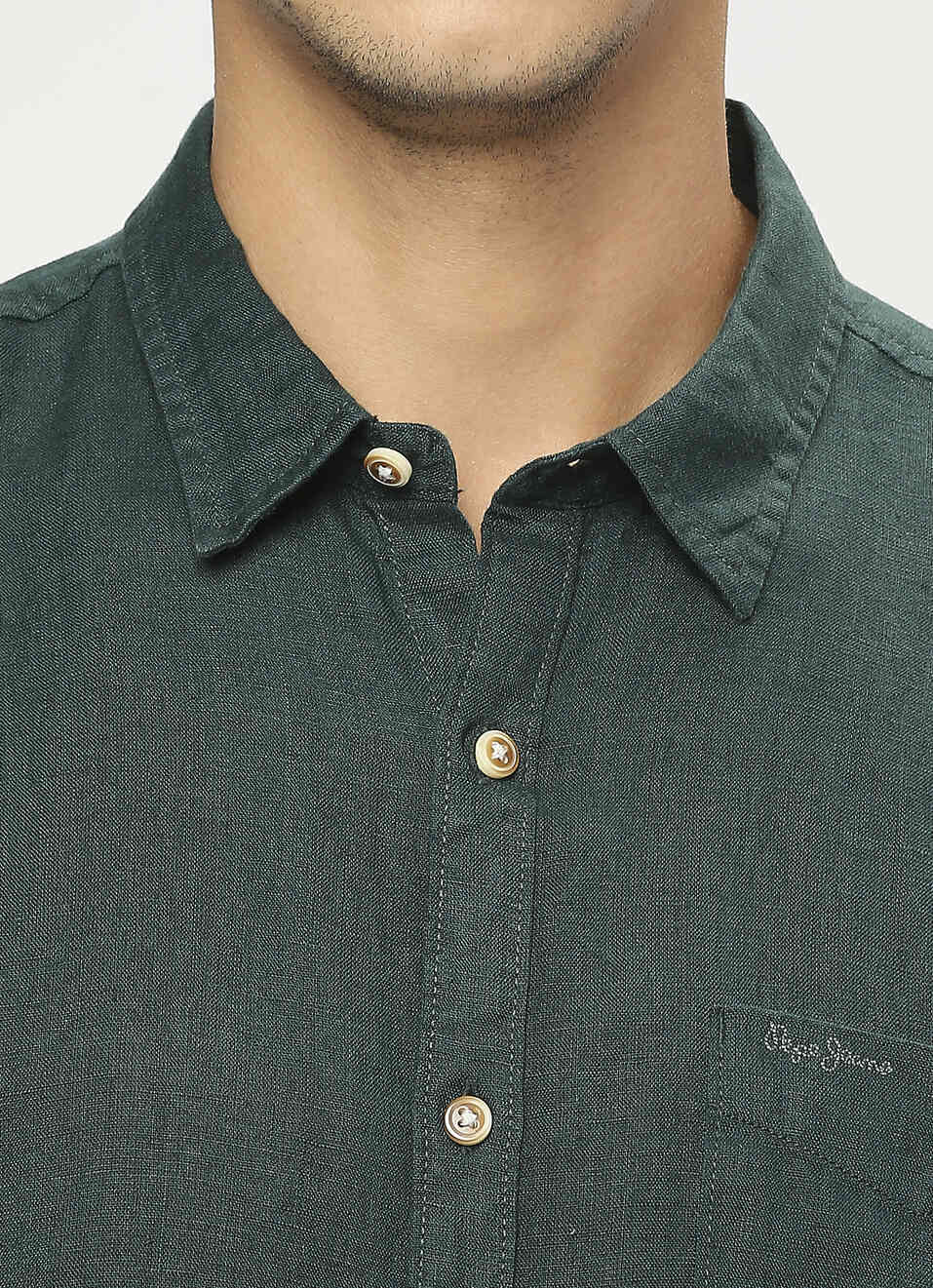 Bottle Green Patch Pocket Short Sleeve Shirt, , large image number 4