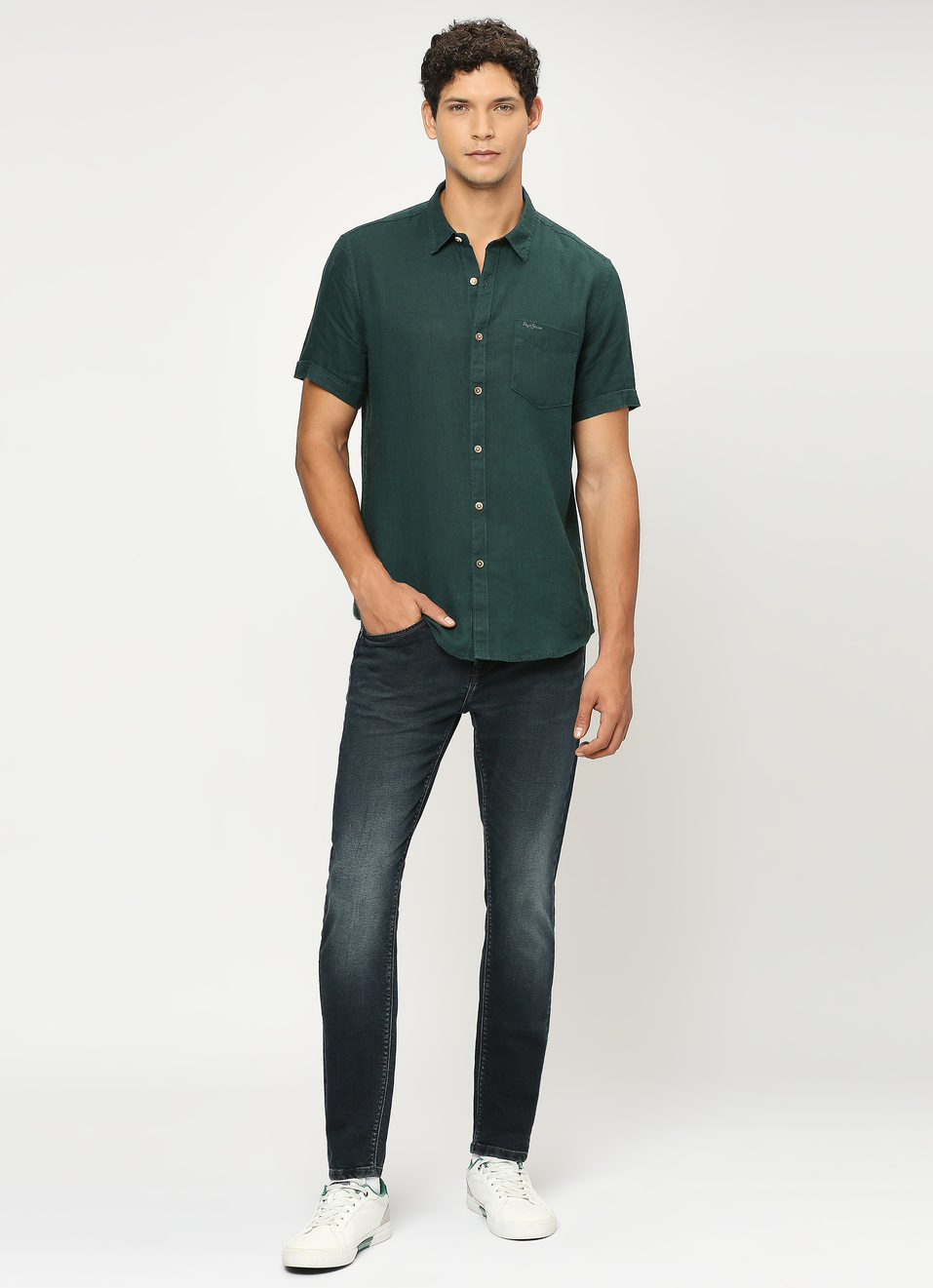 Bottle Green Patch Pocket Short Sleeve Shirt, , large image number 5