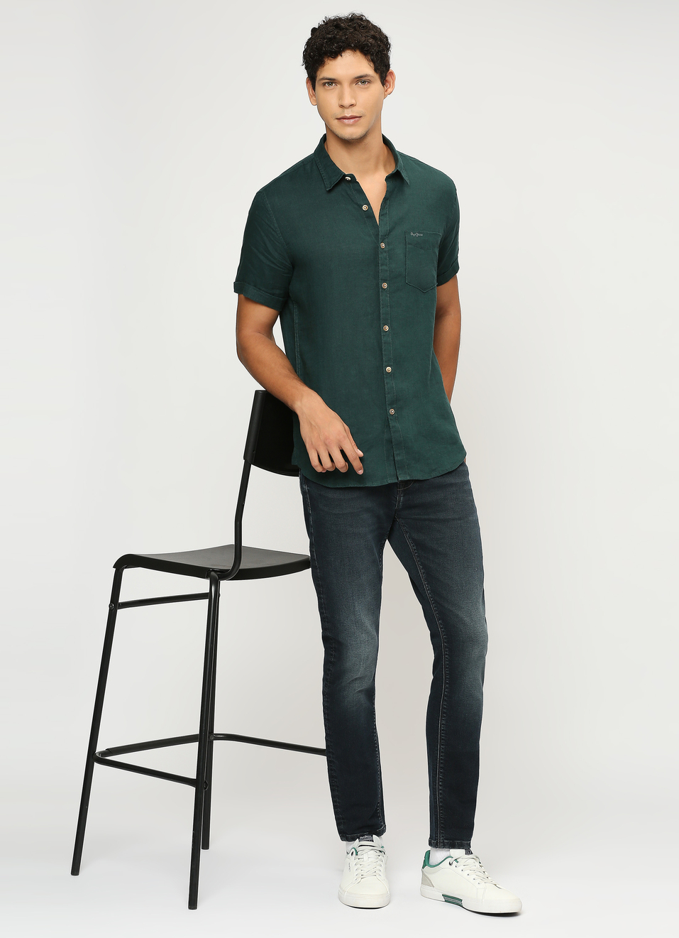 Bottle Green Patch Pocket Short Sleeve Shirt, , large image number 6