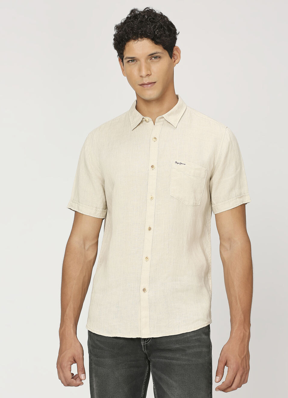 White Patch Pocket Short Sleeve Shirt, , large image number 1