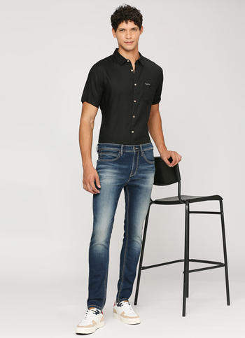 Black Patch Pocket Short Sleeve Shirt