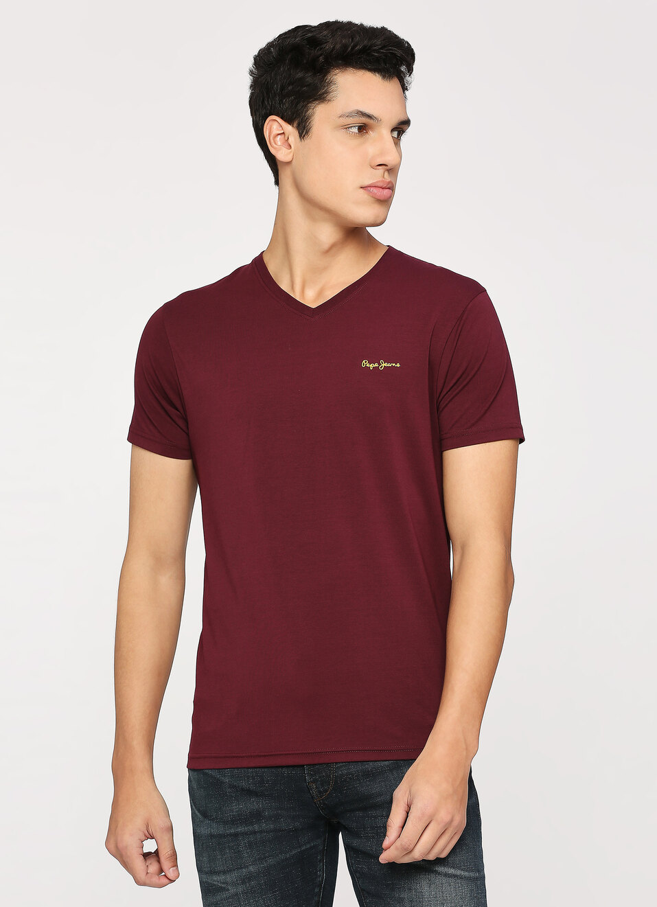 Burgundy Crew Neck Short Sleeve T-shirt, , large image number 1