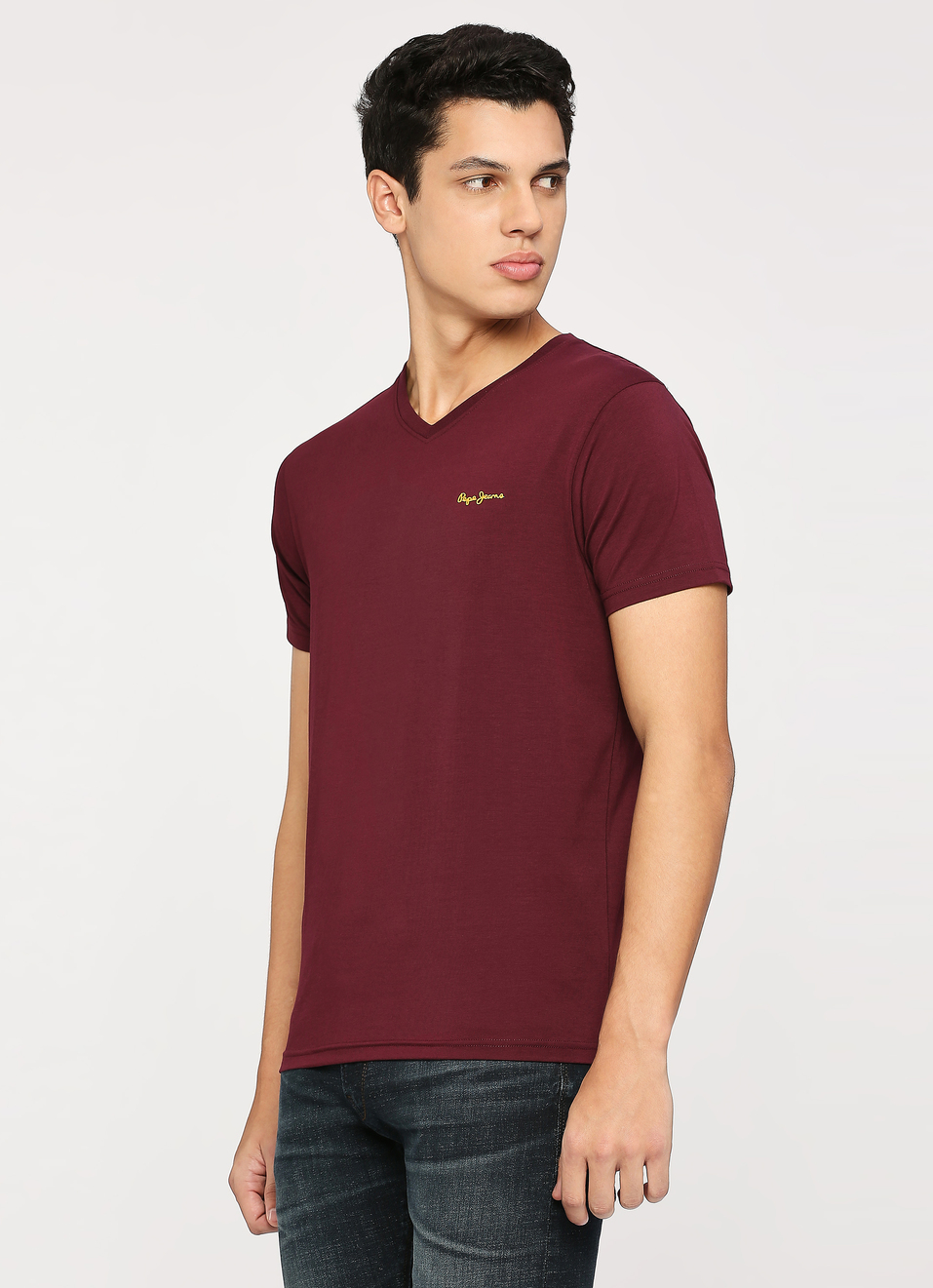Burgundy Crew Neck Short Sleeve T-shirt, , large image number 3