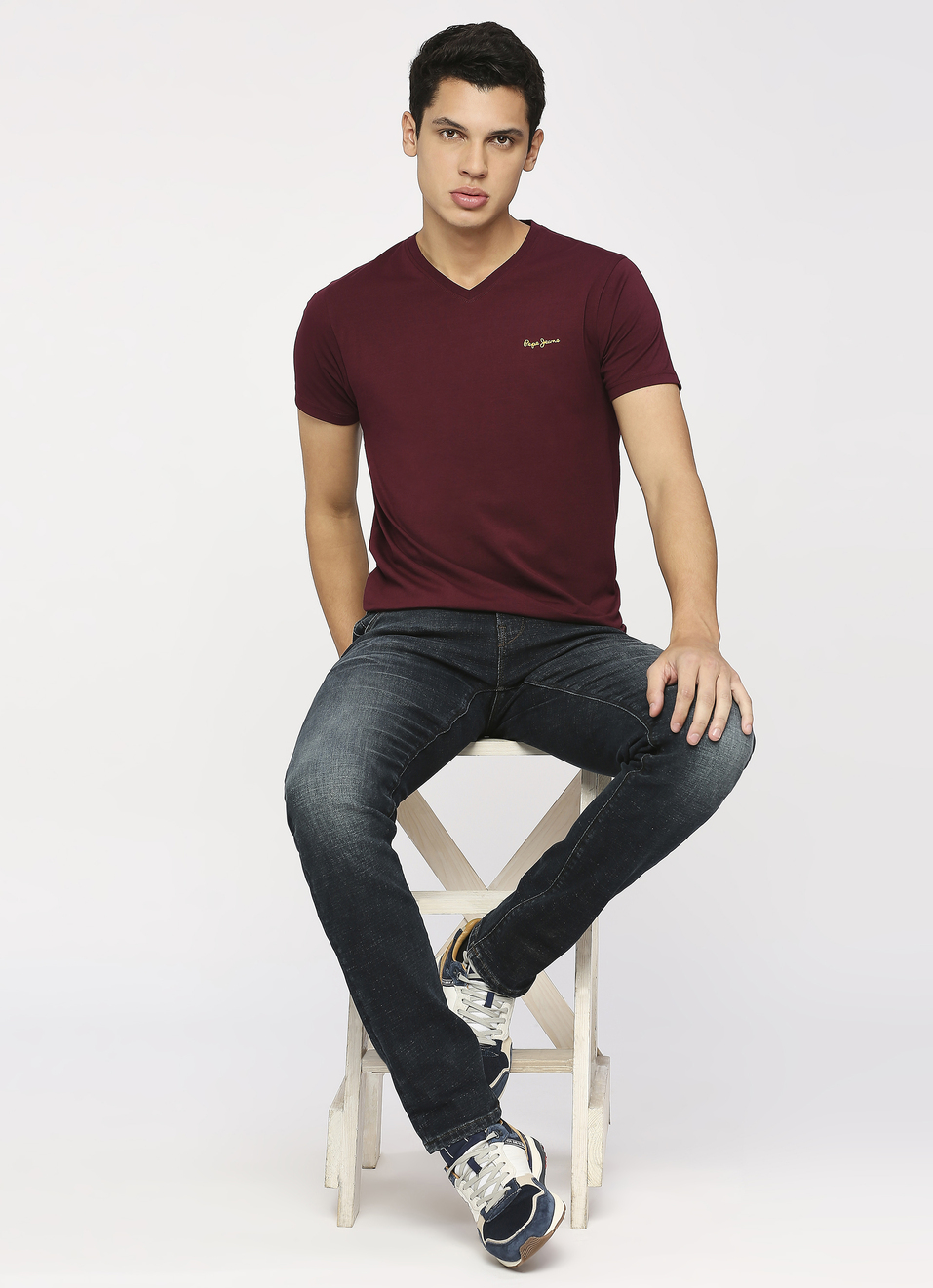 Burgundy Crew Neck Short Sleeve T-shirt, , large image number 6