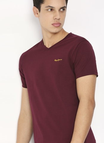 Burgundy Crew Neck Short Sleeve T-shirt