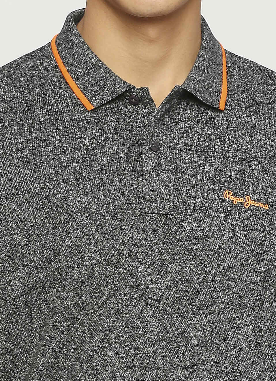 Black Ribbed Collar Short Sleeve Polo, , large image number 4