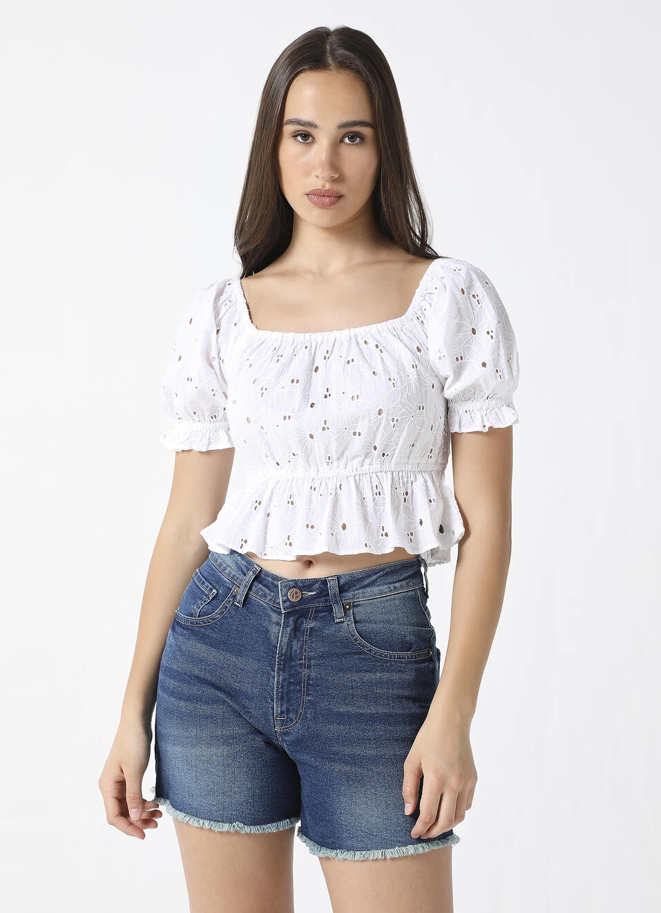 Schiffli embroidery top, , large image number 1