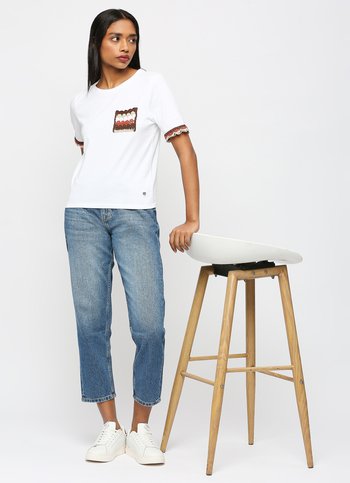 White Lace Detail Short Sleeve T-shirt