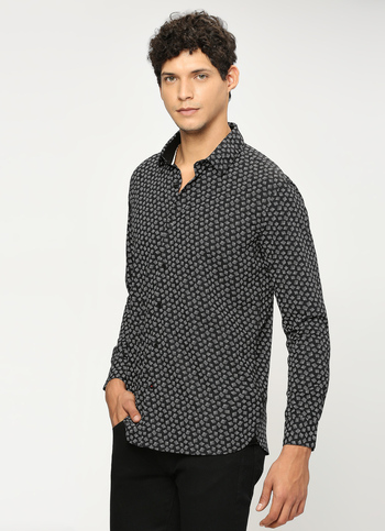 Black Premium Printed Full Sleeve Shirt