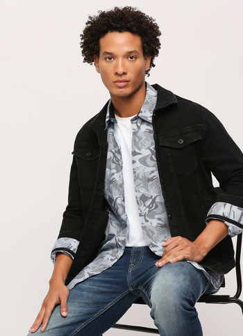 Grey Printed Full Slevee Shirt