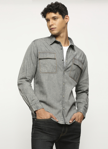 Grey Denim Full Sleeve Shirt
