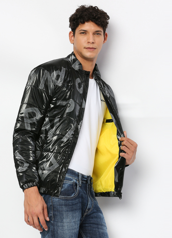 Black Printed Wadded Jacket