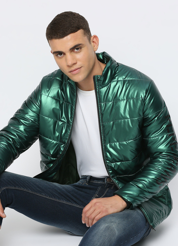 Green Shiny Puffer Jacket