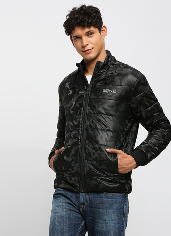 Black Camo Printed Puffer  Puffer Jacket