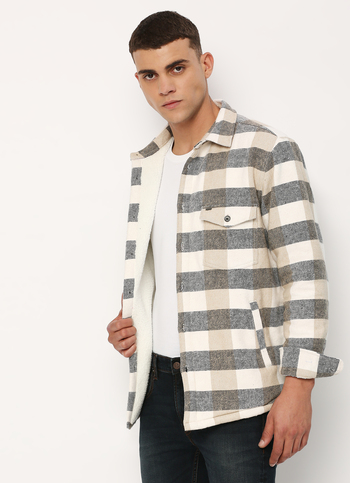 Ecru Checks Long Sleeve Shirt
