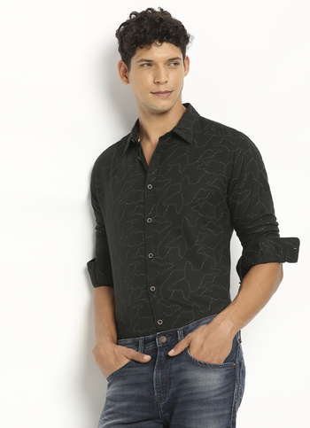 Black Printed Long Sleeve Shirt