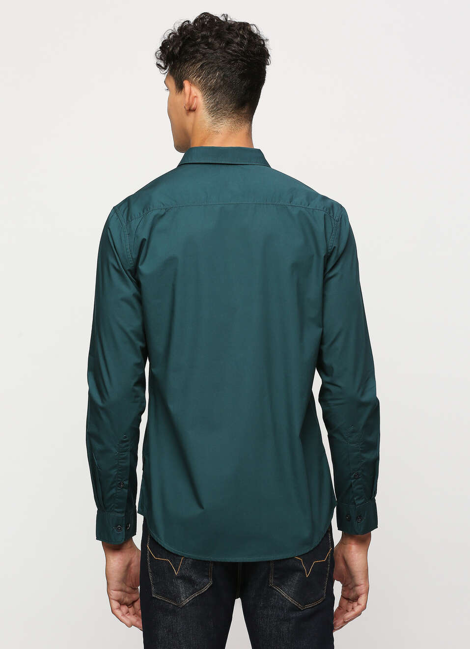 Dark Green Solid Long Sleeve Shirt, , large image number 2