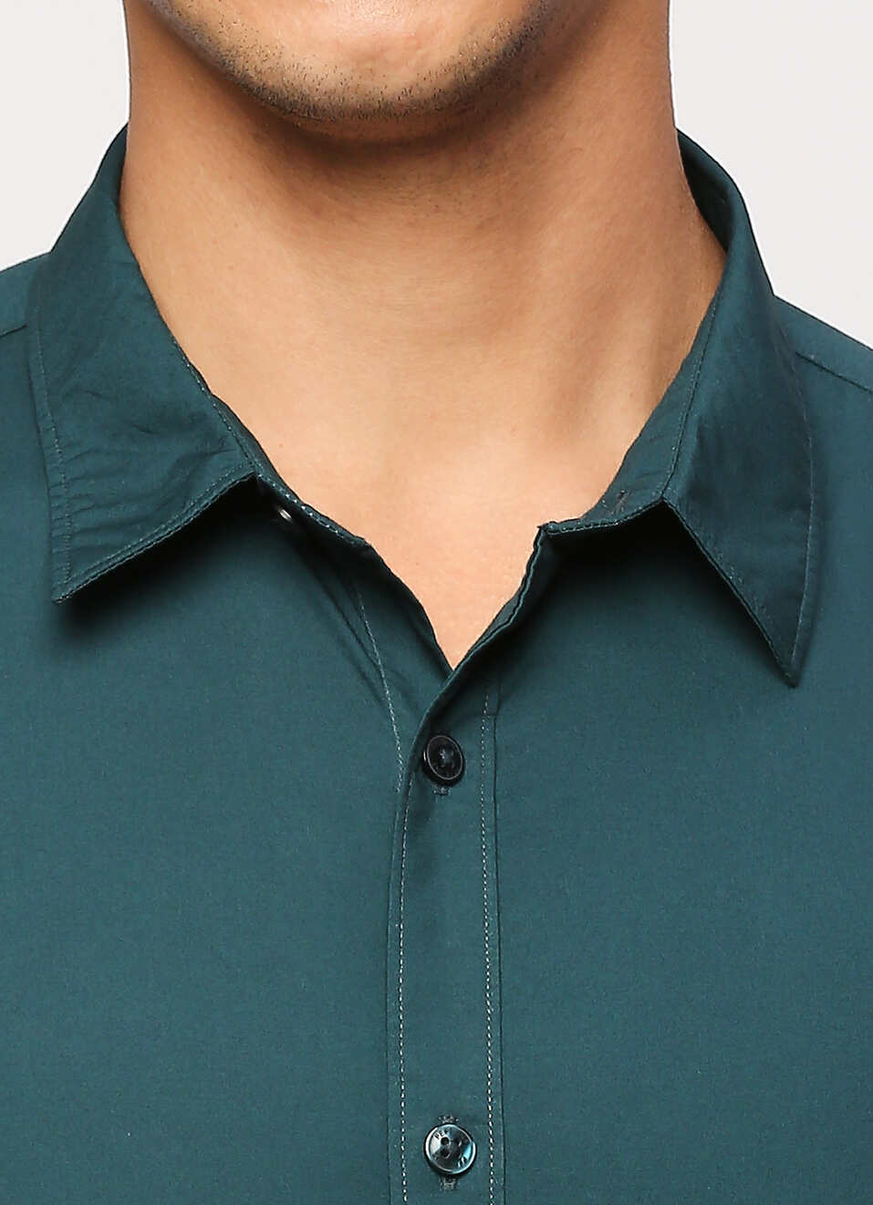 Dark Green Solid Long Sleeve Shirt, , large image number 4