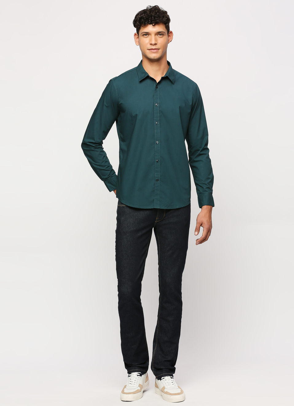 Dark Green Solid Long Sleeve Shirt, , large image number 6