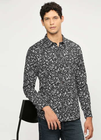 Black Printed Full Sleeve Shirt