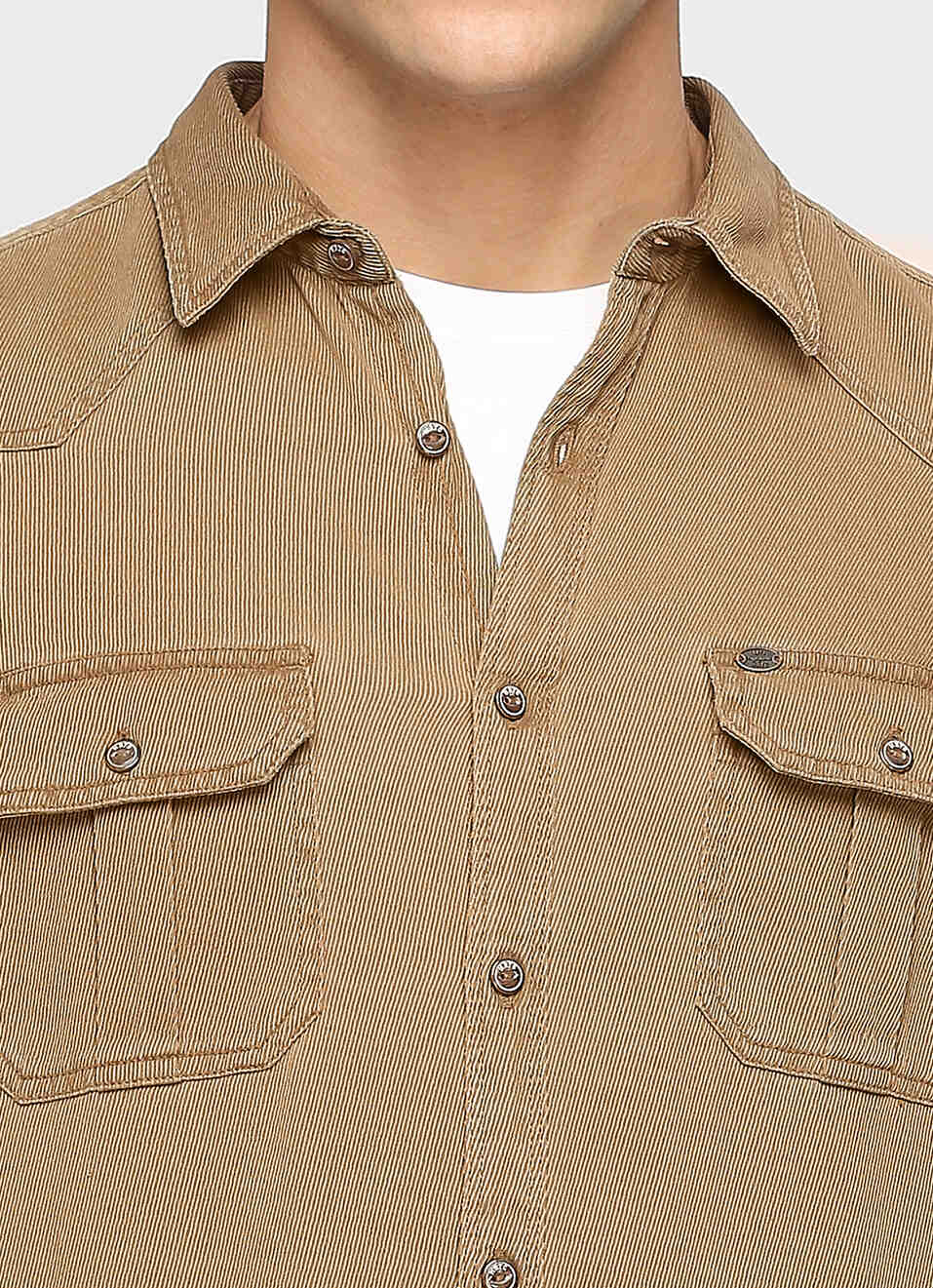 Khaki Solid Long Sleeve Shirt, , large image number 4