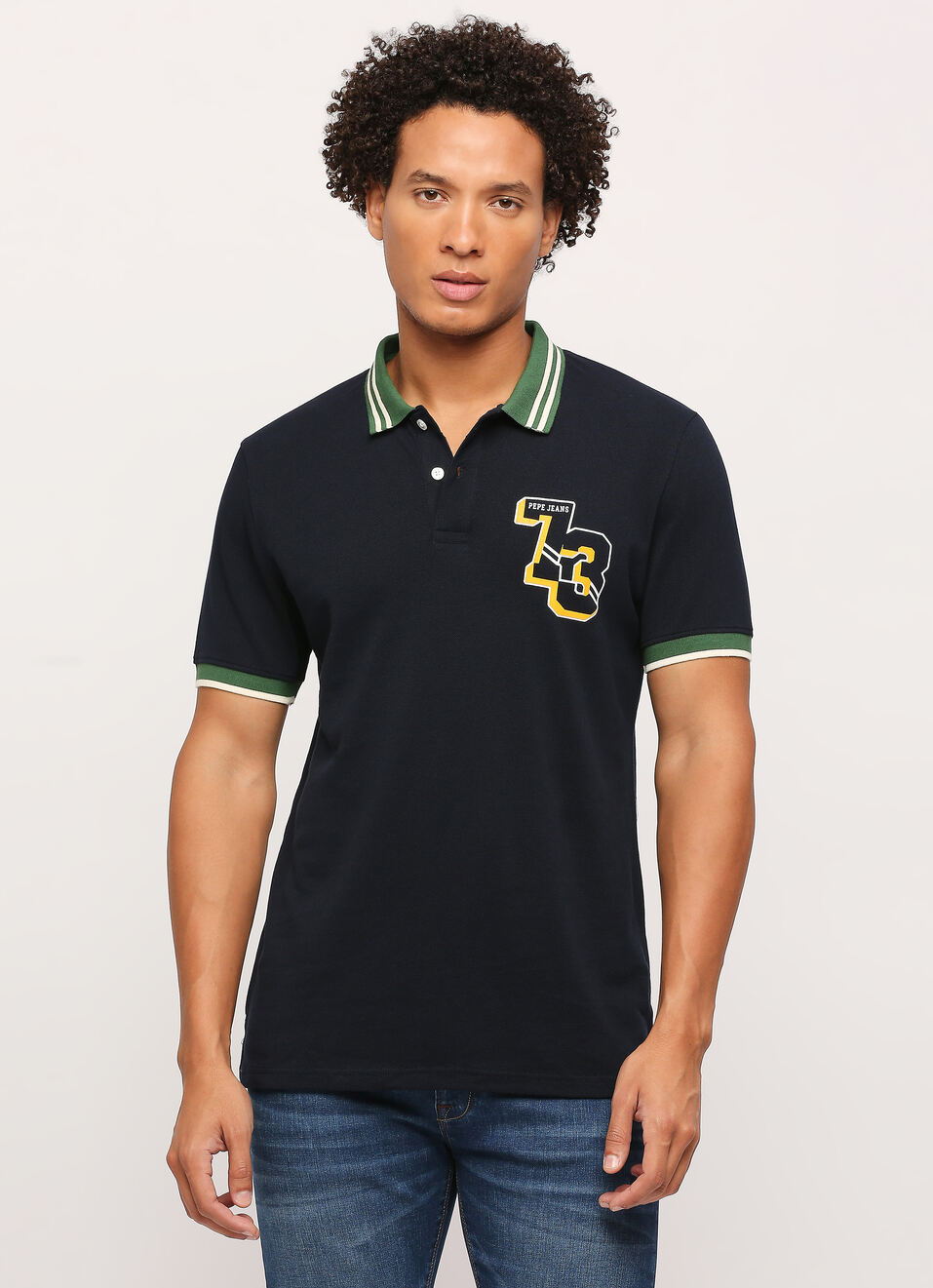 Graphic Print Short Sleeve Polo, , large image number 1