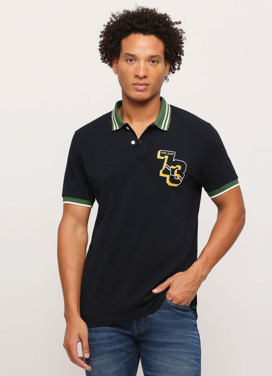 Graphic Print Short Sleeve Polo, , large image number 0