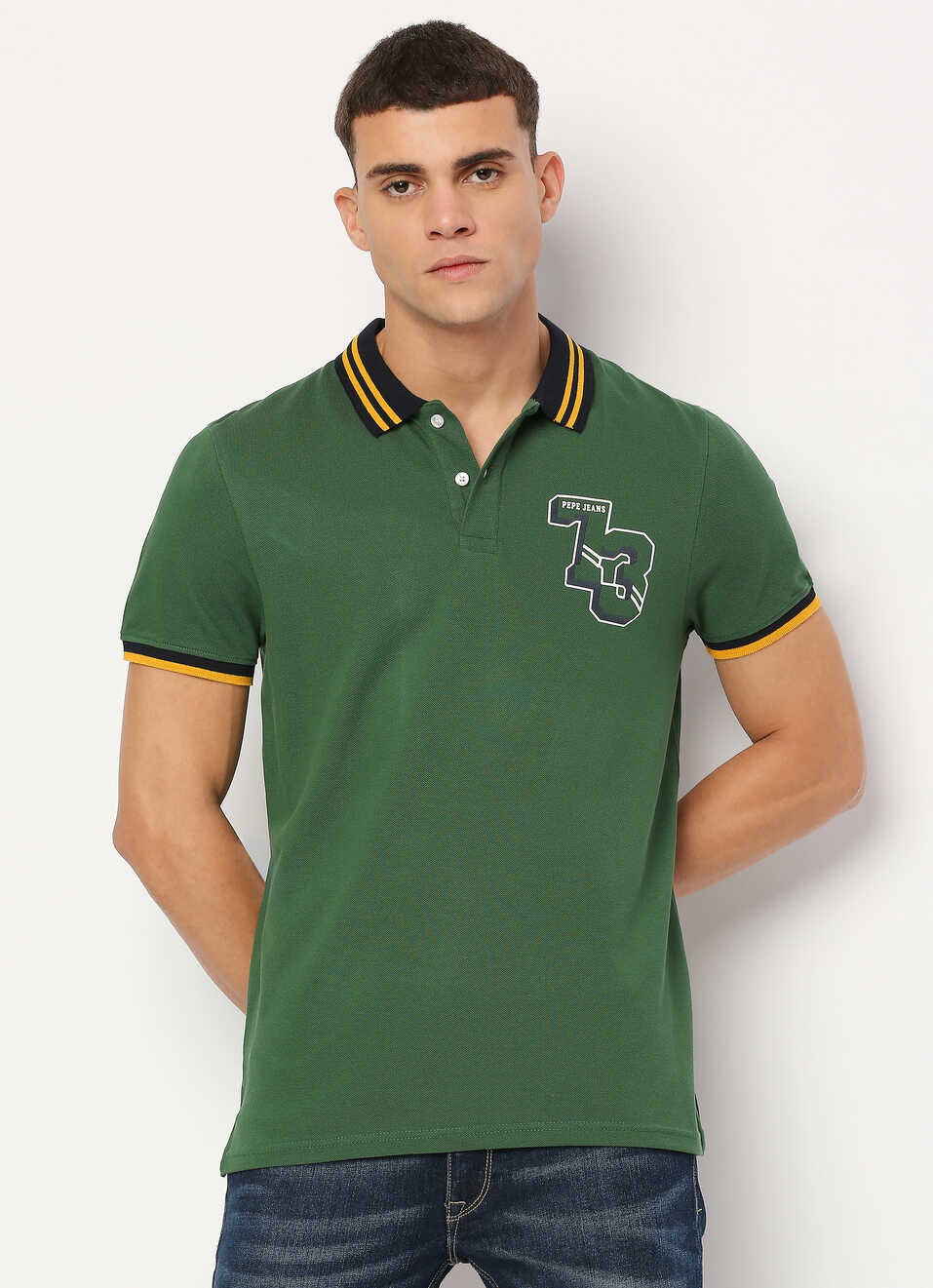 Graphic Print Short Sleeve Polo, , large image number 0