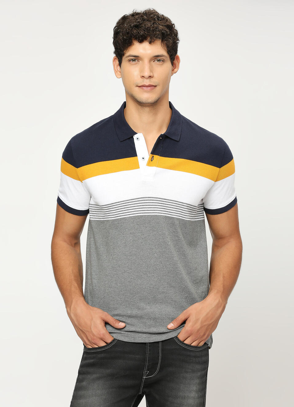 Striped Short Sleeve Polo, , large image number 0