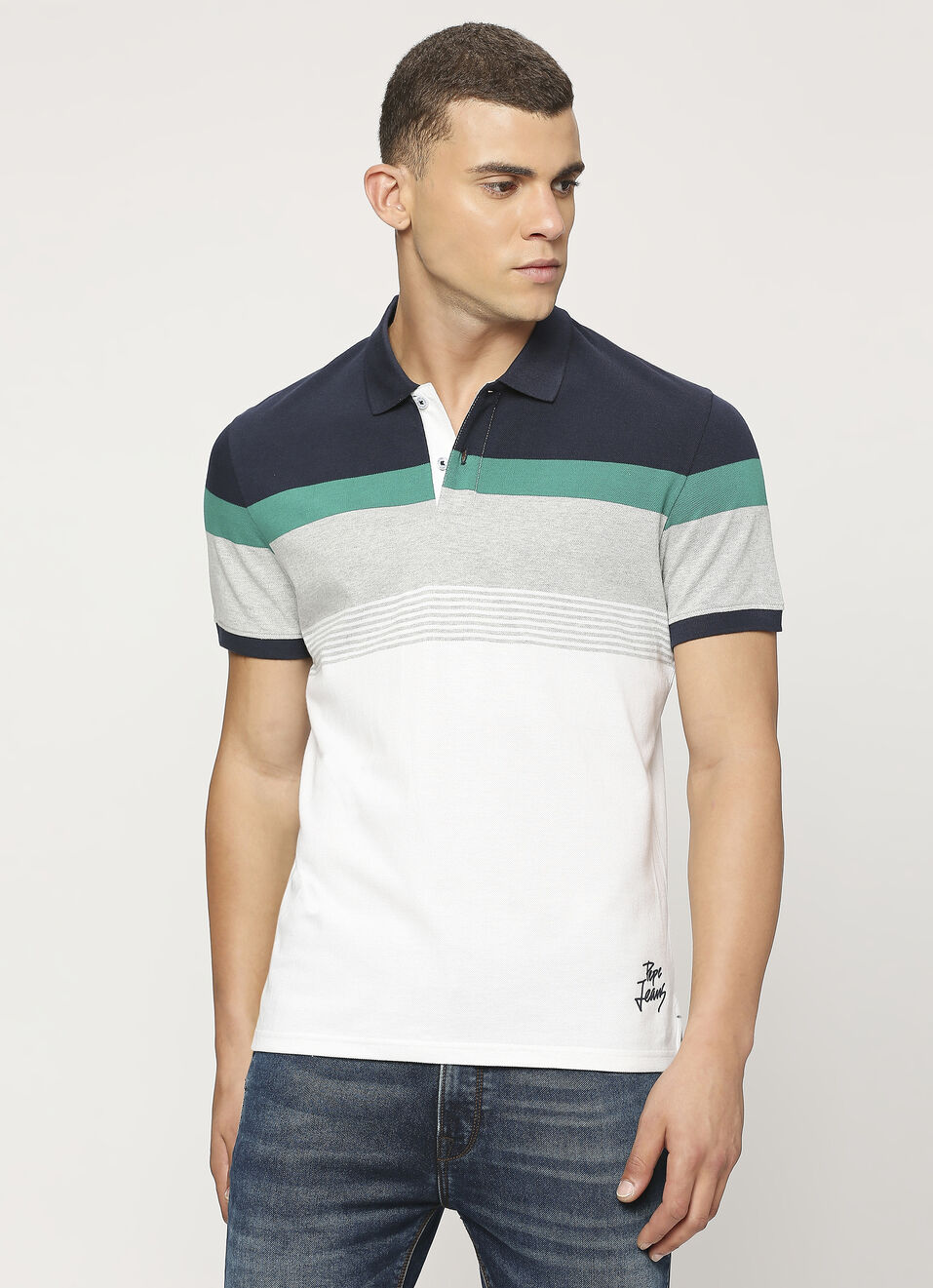 Striped Short Sleeve Polo, , large image number 1