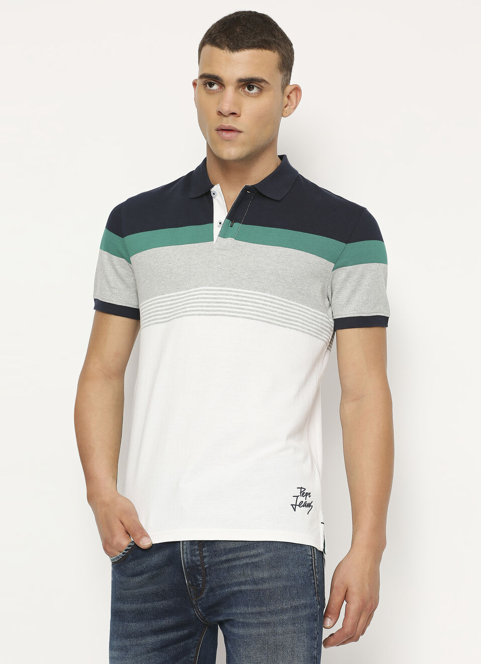 Striped Short Sleeve Polo, , large image number 5