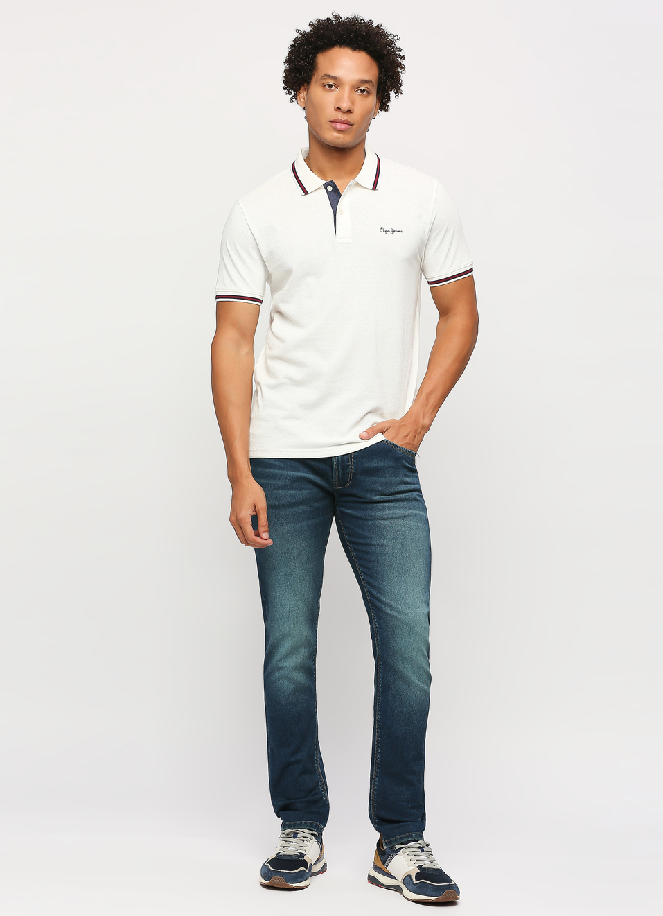 Natural Ribbed Collar Short Slevee Polo, , large image number 5