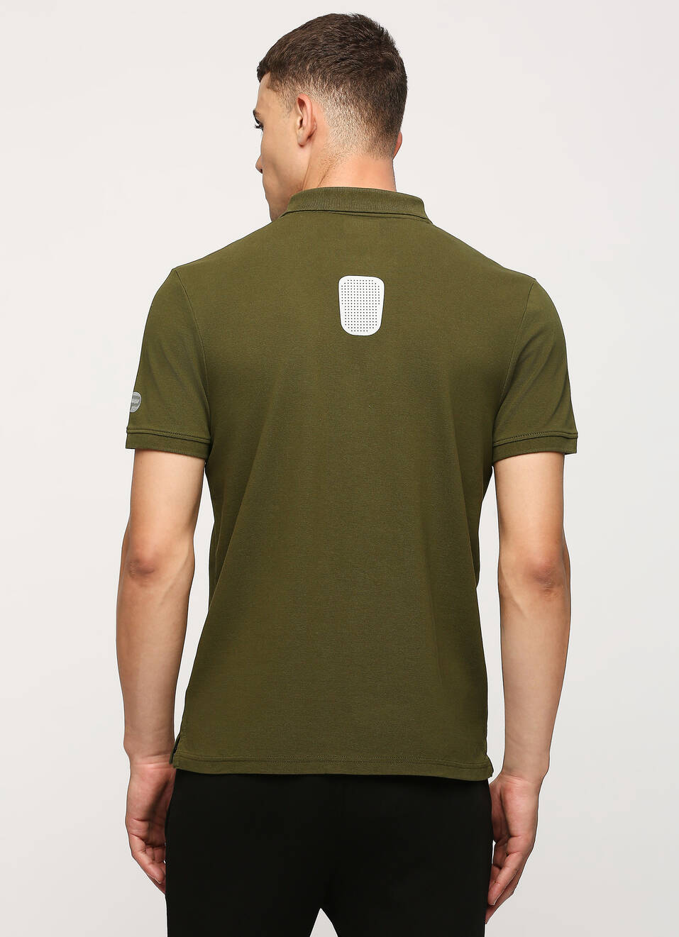 Olive Buttoned Neck Short Sleeve Polo, , large image number 2