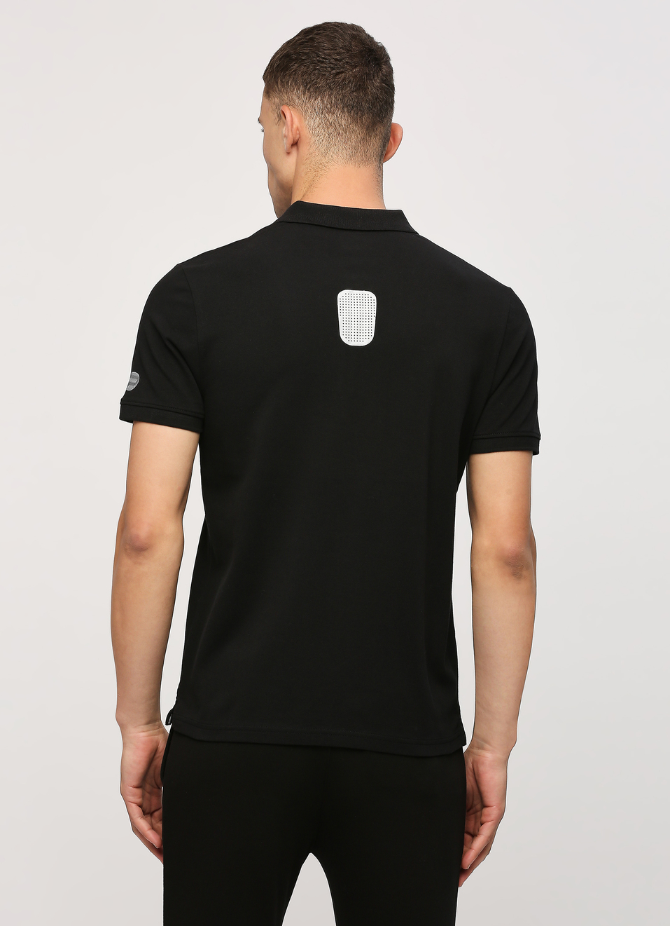 Black Buttoned Neck Short Sleeve Polo, , large image number 2