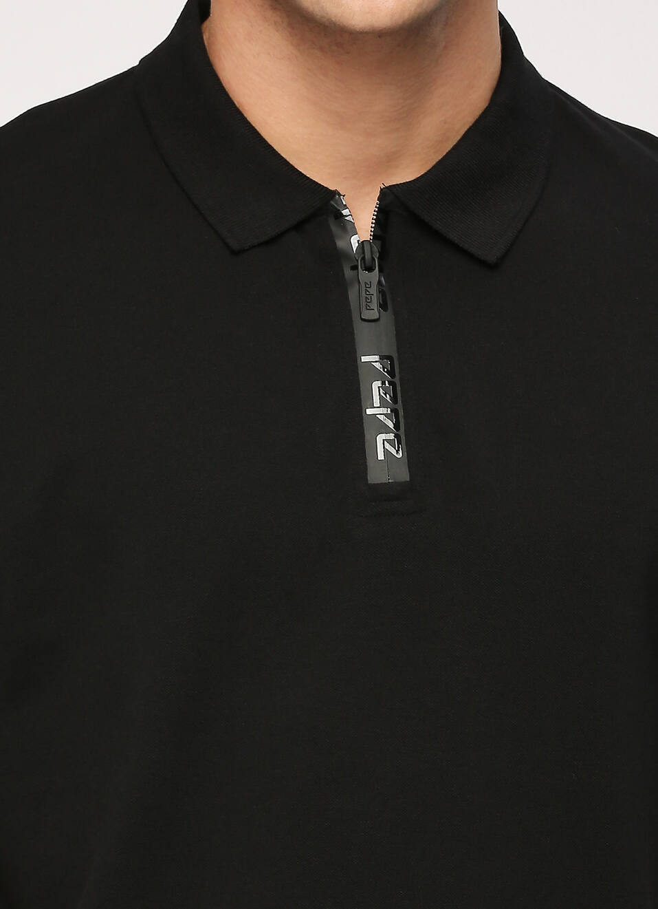 Black Buttoned Neck Short Sleeve Polo, , large image number 4