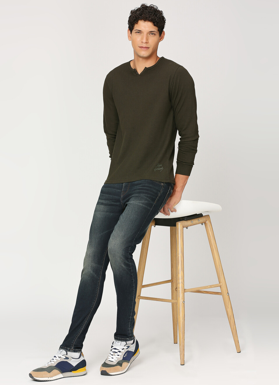 Olive Henley Neck Full Sleeve T-shirt, , large image number 5