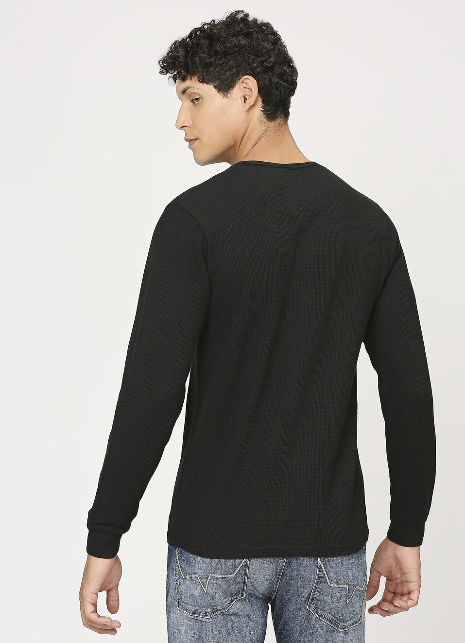 Black Jonny Neck Full Sleeve T-shirt, , large image number 2