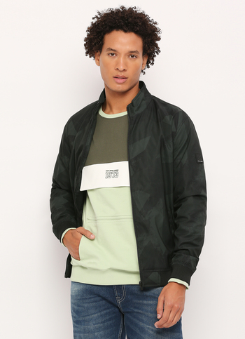Green Colour Block Full Slevee Sweatshirt