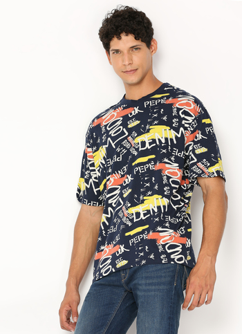 Navy Crew Neck Short Sleeved Oversized T-shirt