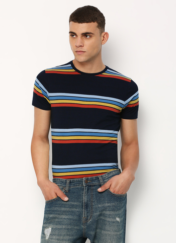 Blue Striped Short Sleeve T-shirt