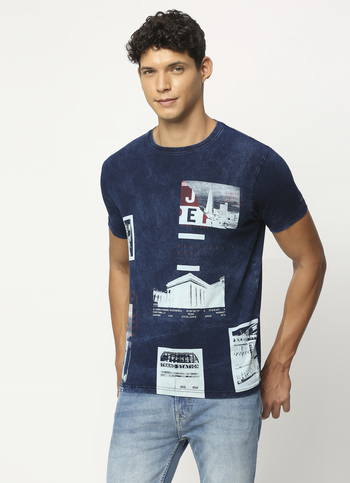 Indigo Graphic Print Short Sleeve T-shirt