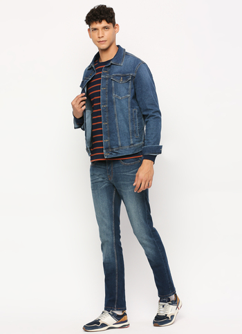 Blue Striped Full Sleeve T-shirt