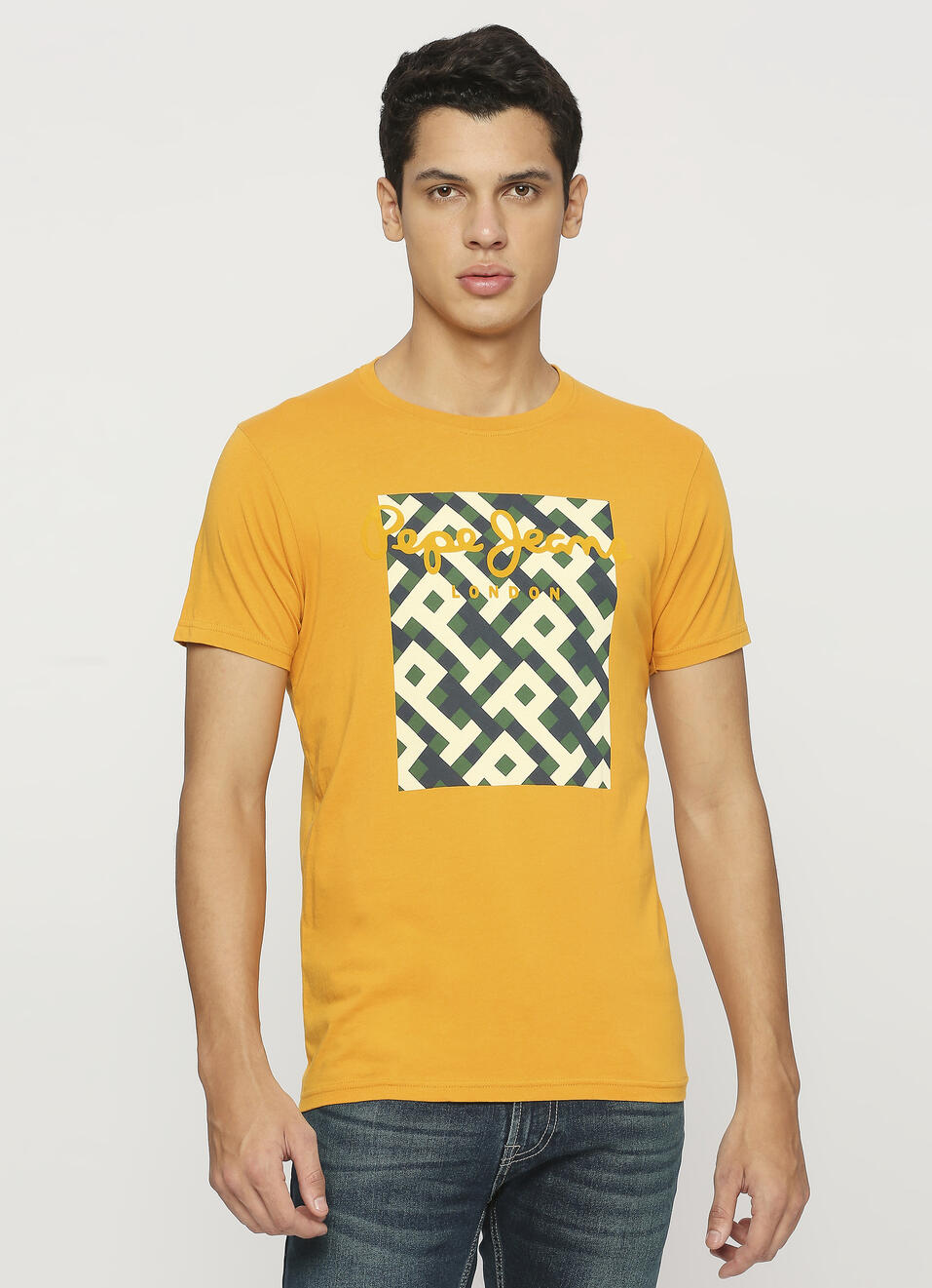 Geometric Flock Print Short Sleeve T-shirt, , large image number 1