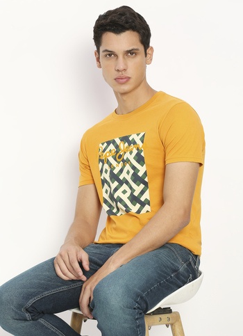 Geometric Flock Print Short Sleeve T-shirt