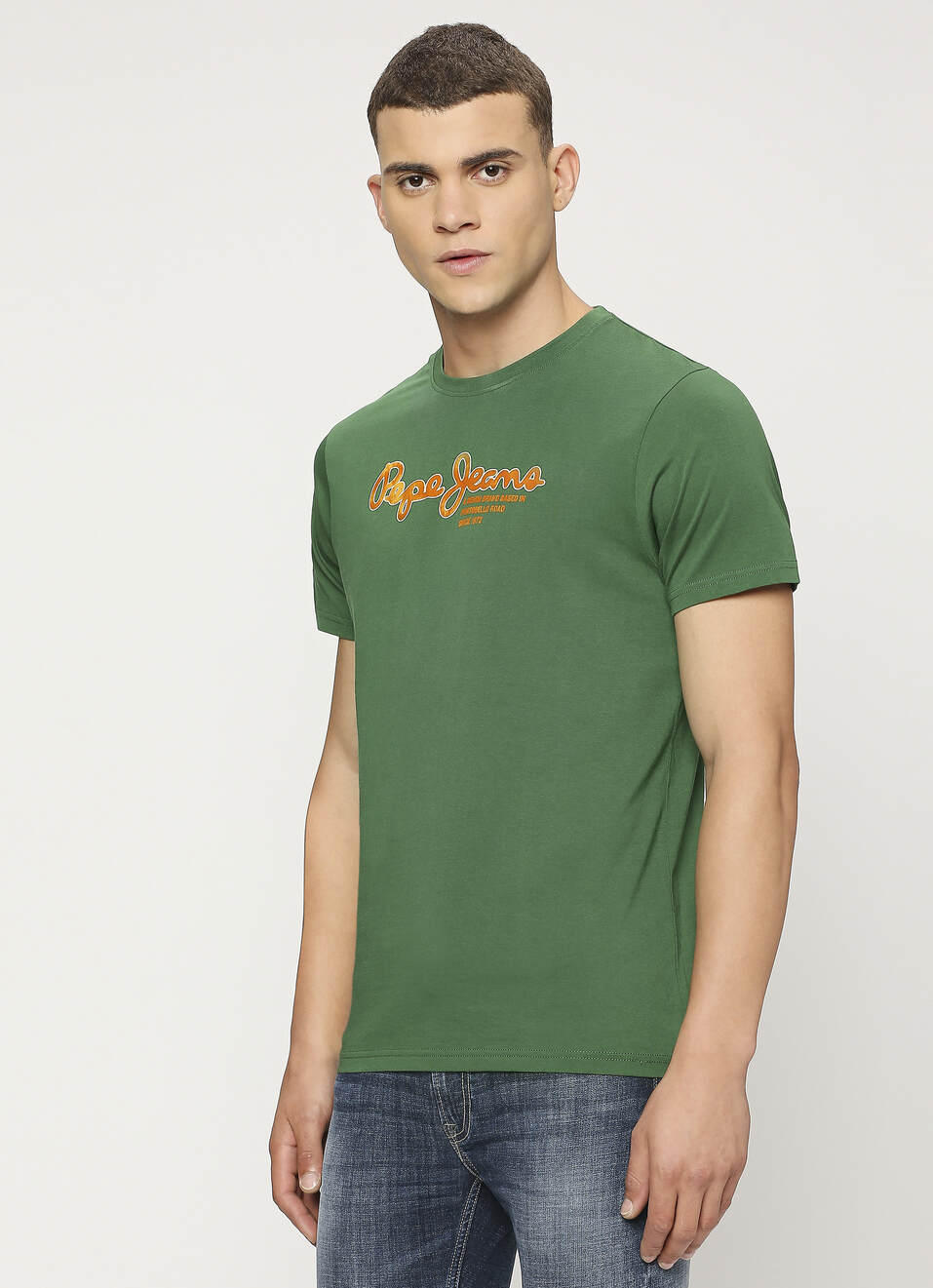 Green Crew Neck Short Sleeve T-shirt, , large image number 3