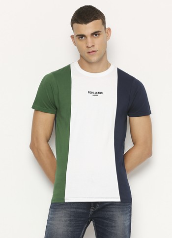 White Colour Block Short Sleeve T-shirt