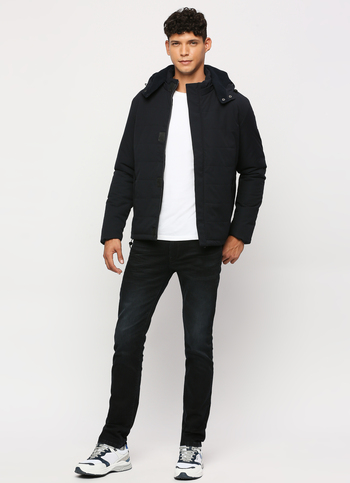 Navy Solid Puffer Jacket